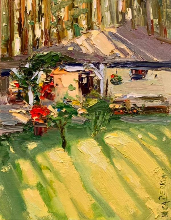 Gleznas ar pagalmu un māju