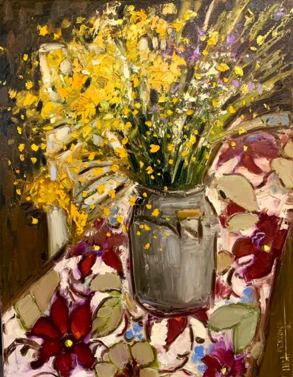 Gleznas ar ziediem vāzē