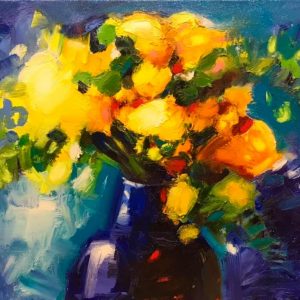 Gleznas ar ziediem vāzē